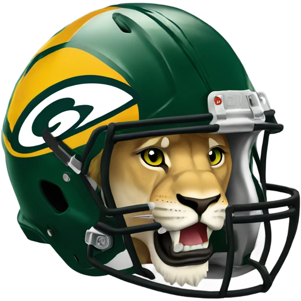 Lion biting Green Bay helmet  emoji