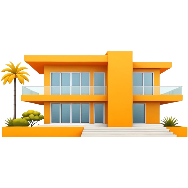 contemporary villa, yellow and orange emoji