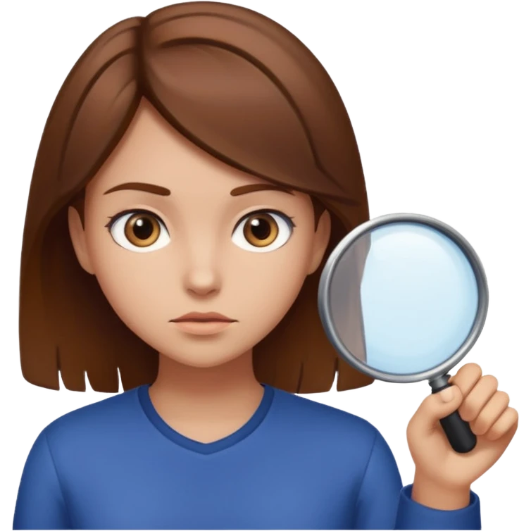 girl investigating emoji
