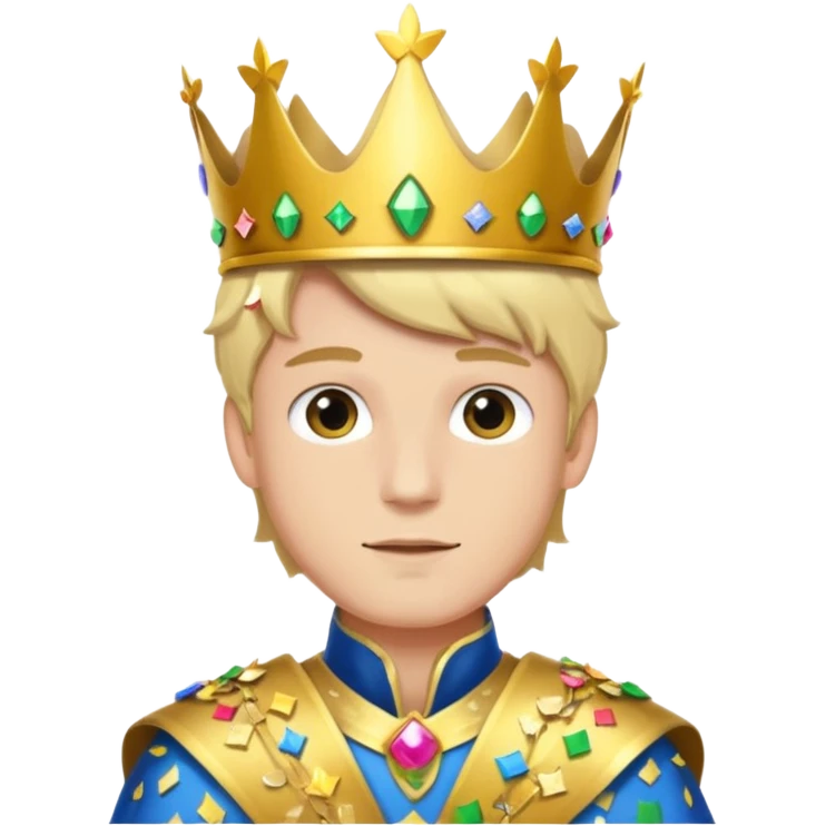 Festival Prince – gold sash + confetti crown, Golden Princes. emoji