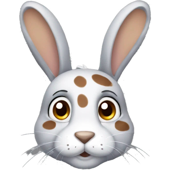 Anthro male bunny rabbit with freckles droopy ears, grey fur with brown spots emoji