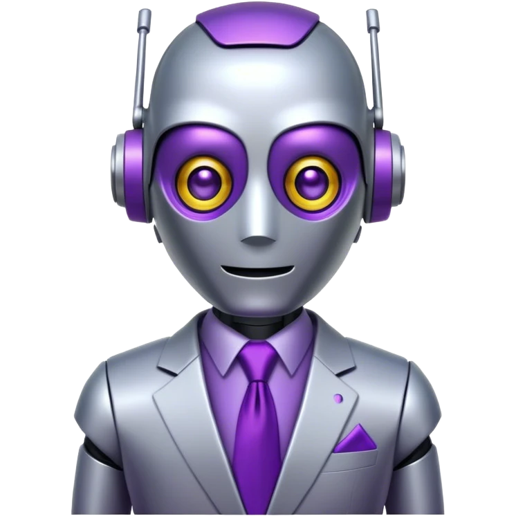 Robot wearing a suit with purple tie emoji