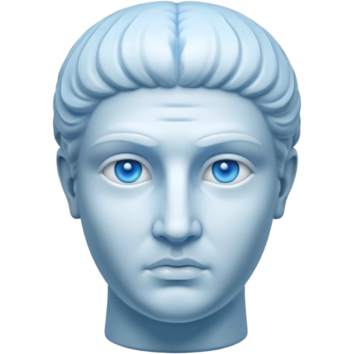 completely white ancient greece marble head sculpture with a blue aura around the background of it emoji