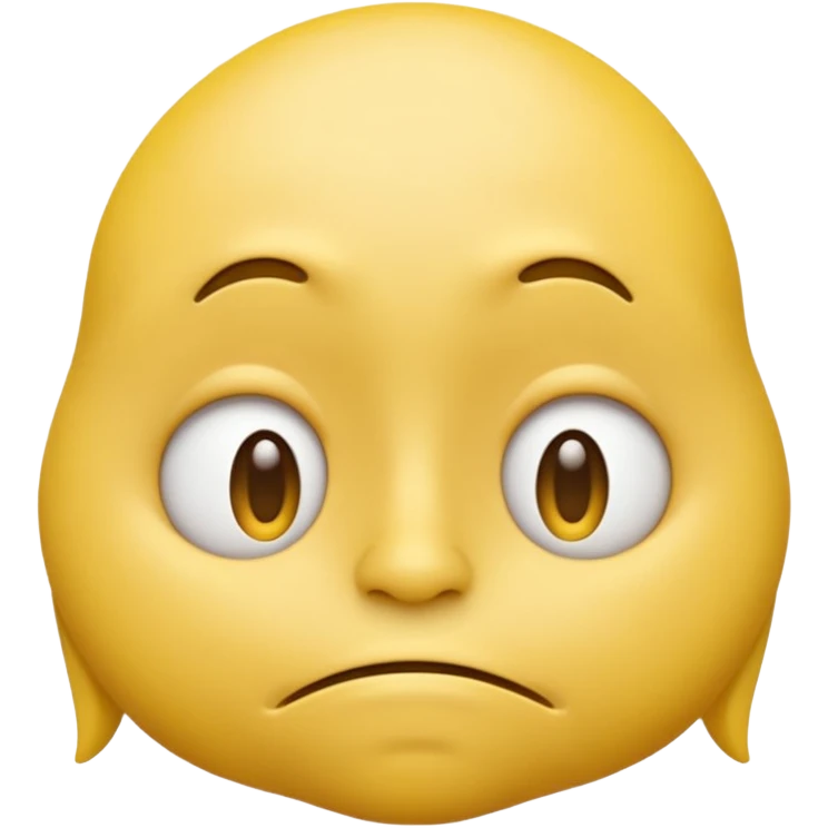 iOS-style 3D classic round yellow emoji face, half-closed droopy eyes, small uneven mouth, and slight head tilt, expressing sleepy and just-woke-up grogginess emoji