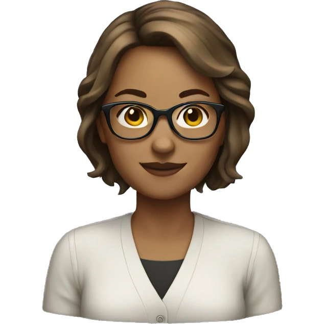 White woman with short brown hair and glasses emoji