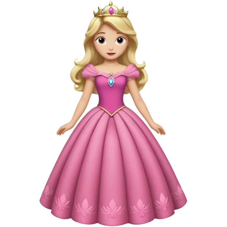 Princesa aurora Disney com vestido rosa e corpo inteiro emoji