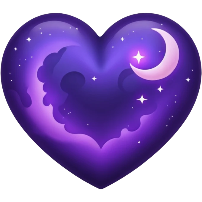 dark purple heart with a purple Moon emoji