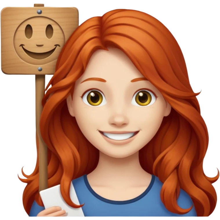 Long haired redhead holding a sign that says LURK emoji