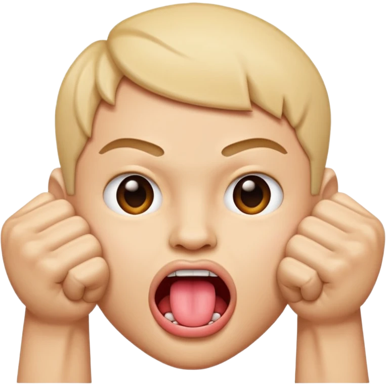 Tongue out face with two fists stacked on top of eachother below the face emoji