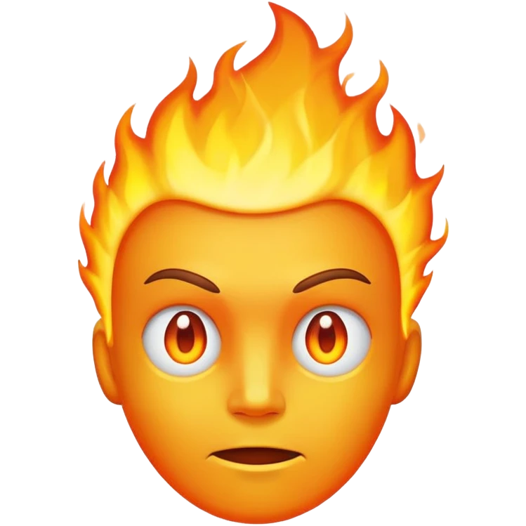 head with fire, expressionless face emoji