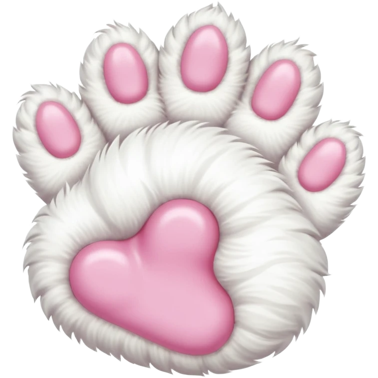 Fluffy white cat paw with six toes emoji