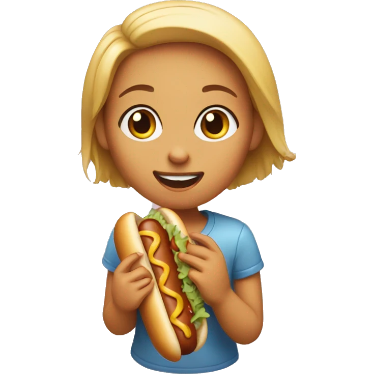 Girl eating Hot dog emoji