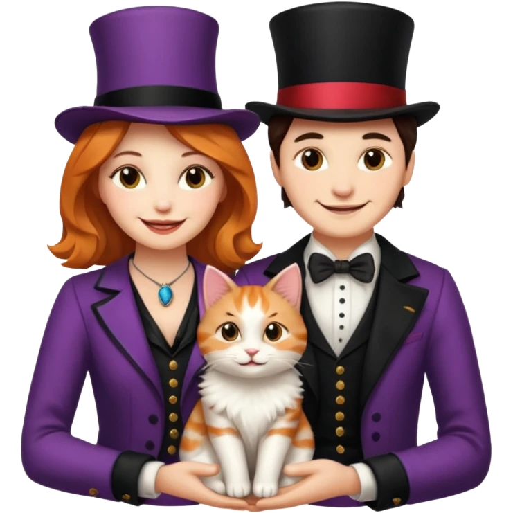 magician couple and their pet cat emoji