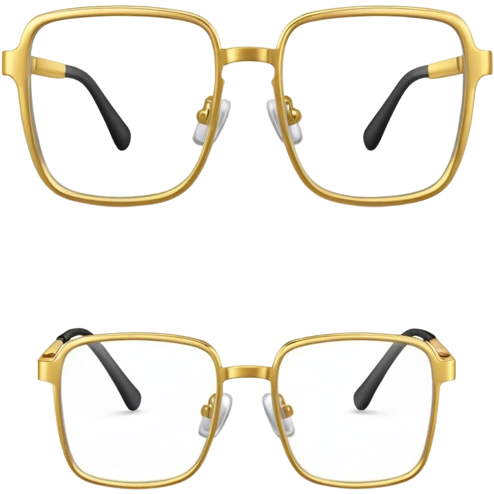 square clear glasses with gold rims emoji