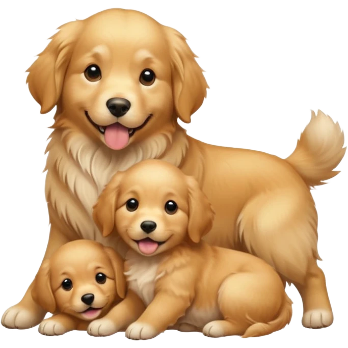golden dog with its puppies emoji