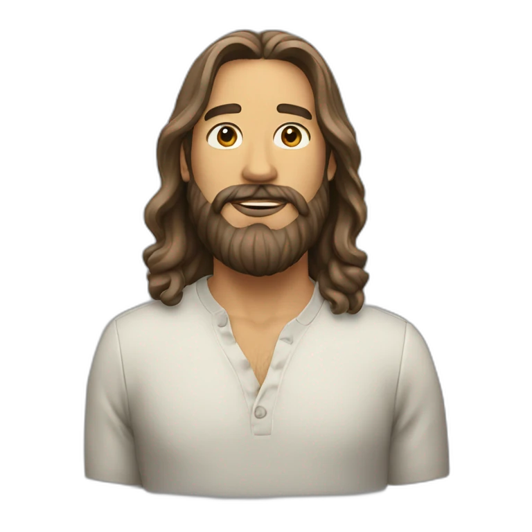 Man with long hair and beard filming emoji