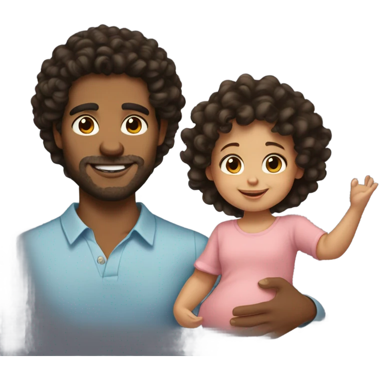 Black Curly hair Hispanic guy with curly haired brown with curly hair baby girl emoji