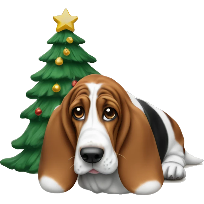 Basset hound christmas tree emoji
