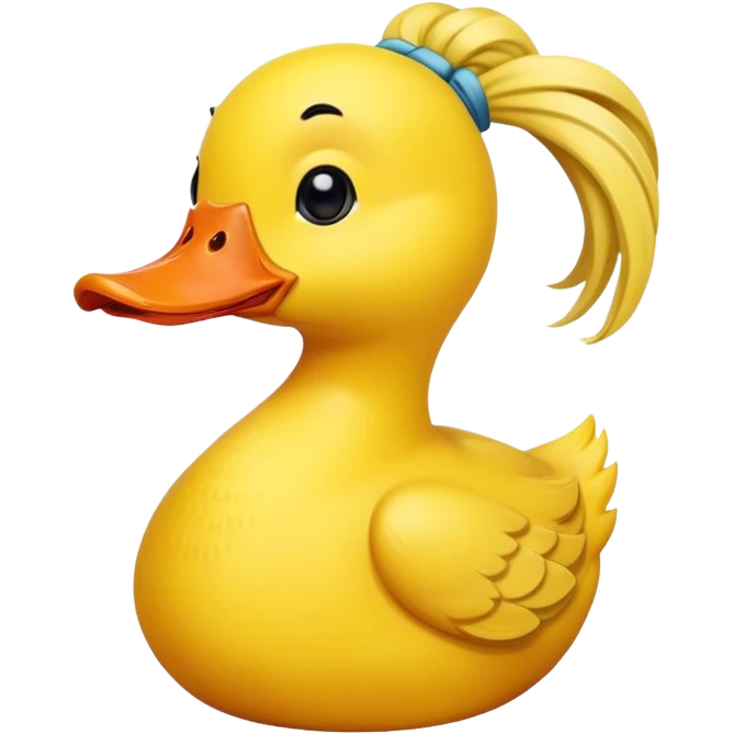 A sickly yellow duck with pigtails emoji