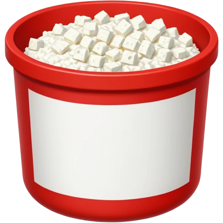 Pixel art Cottagecheese in big chunks in a small red container with one white stripe at top and bottom emoji
