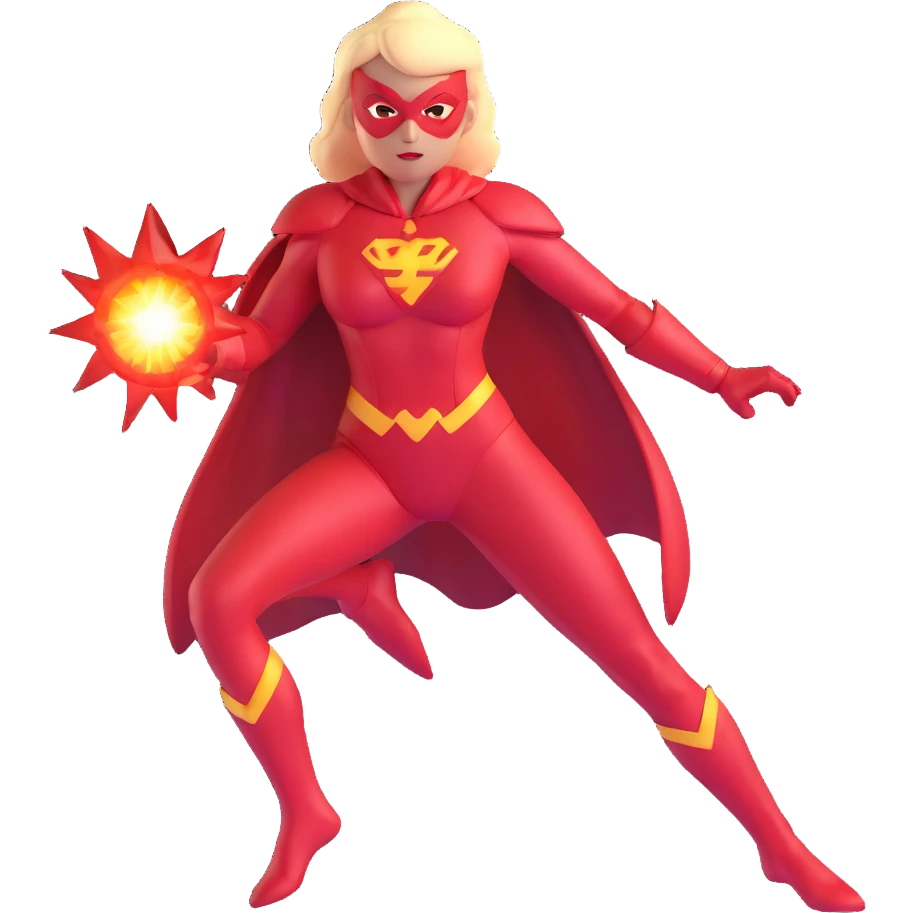 female superhero with red energy powers and red costume emoji