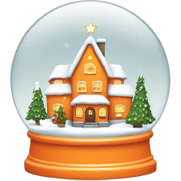 Orange Christmas village snow globe emoji