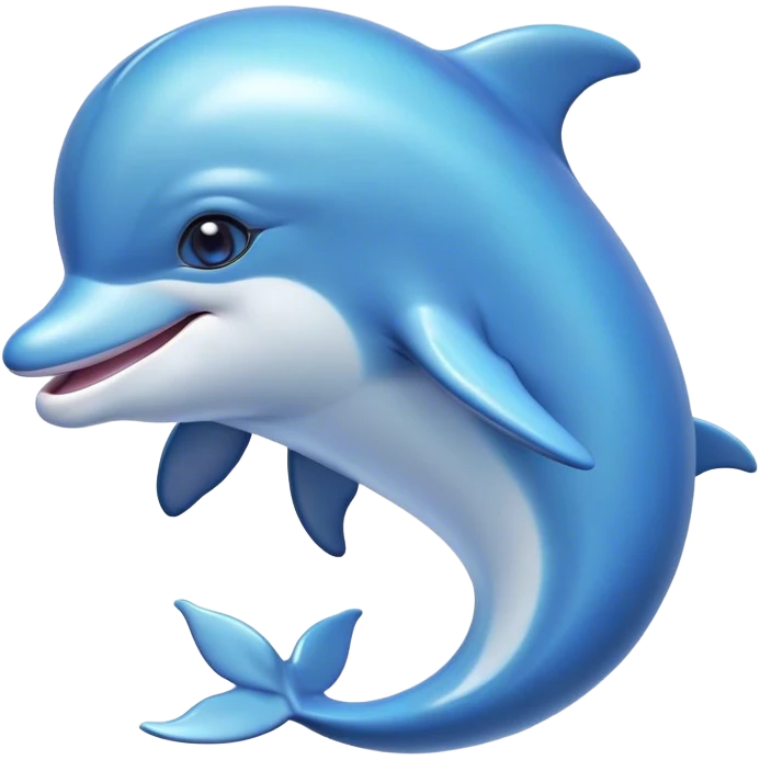Cinematic Cute Dolphin Portrait Emoji, Head tilted playfully and inquisitively, featuring a smooth, streamlined body with shimmering, silvery-blue skin and round, sparkling eyes full of playful charm, Simplified yet irresistibly adorable features, highly detailed, glowing with a warm, friendly oceanic glow, high shine, affectionate and lively, stylized with a touch of aquatic whimsy, soft glowing outline, capturing the essence of a mischievous yet loving dolphin that appears as if it could splash out of the screen into your arms! emoji