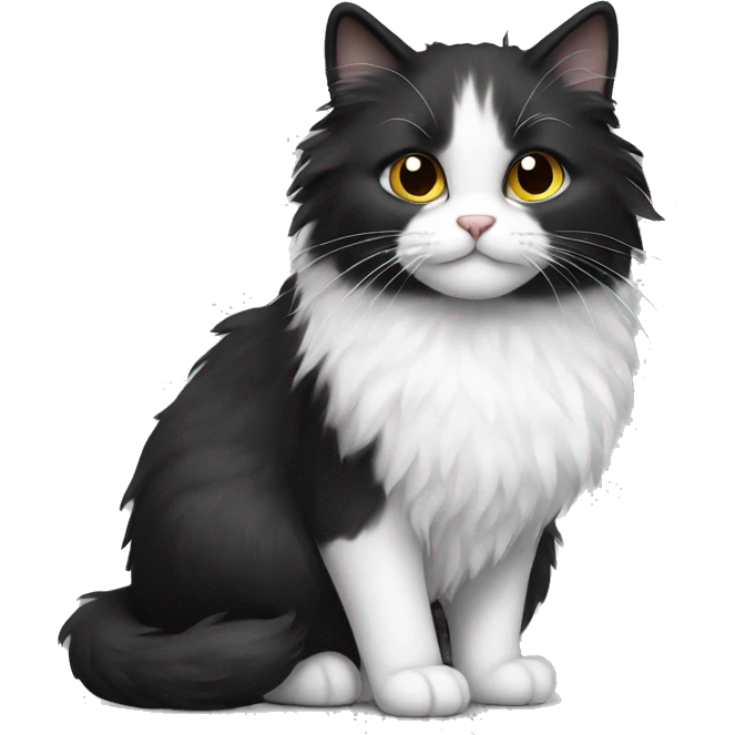 black and white fluffy cat emoji