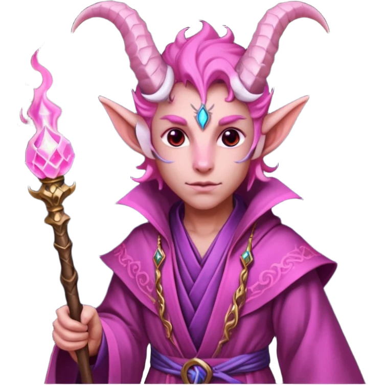 wizard thiefling with pink skin emoji