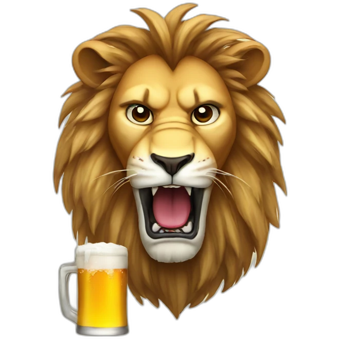 lion angry drinking beer emoji