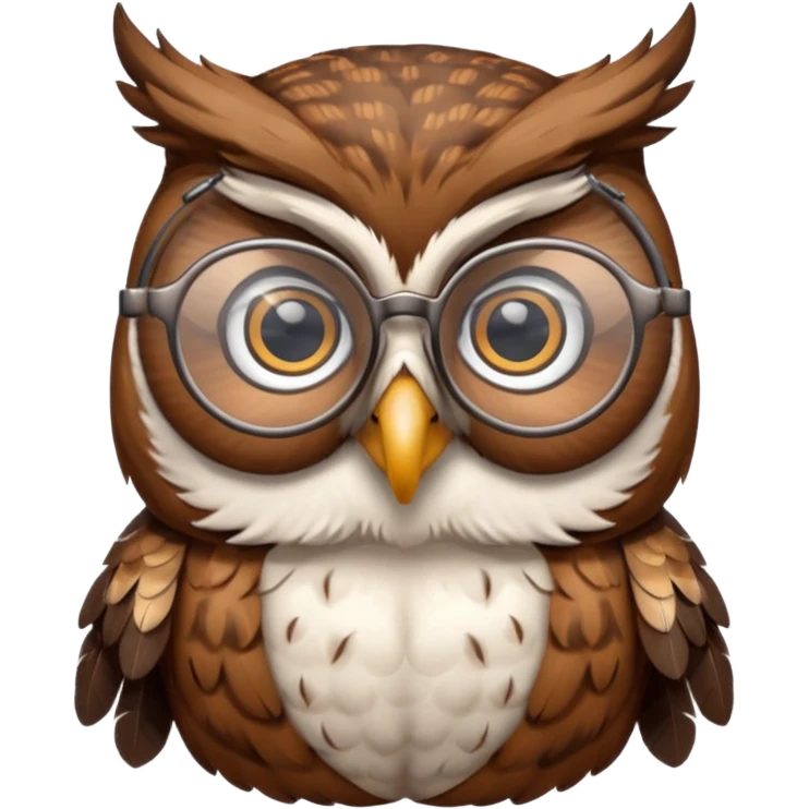 Owl with reading glasses emoji