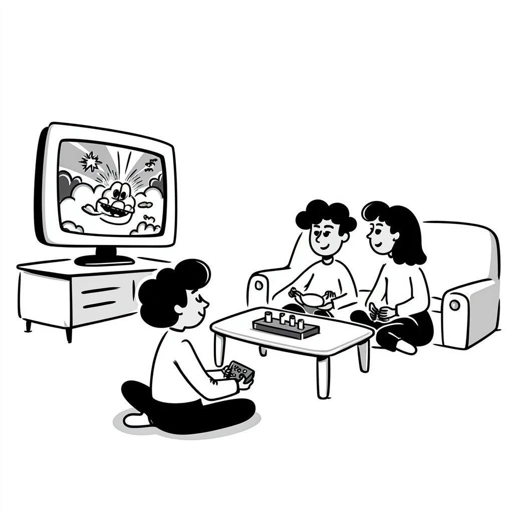 A person plays with the GameCube on tv with friends emoji