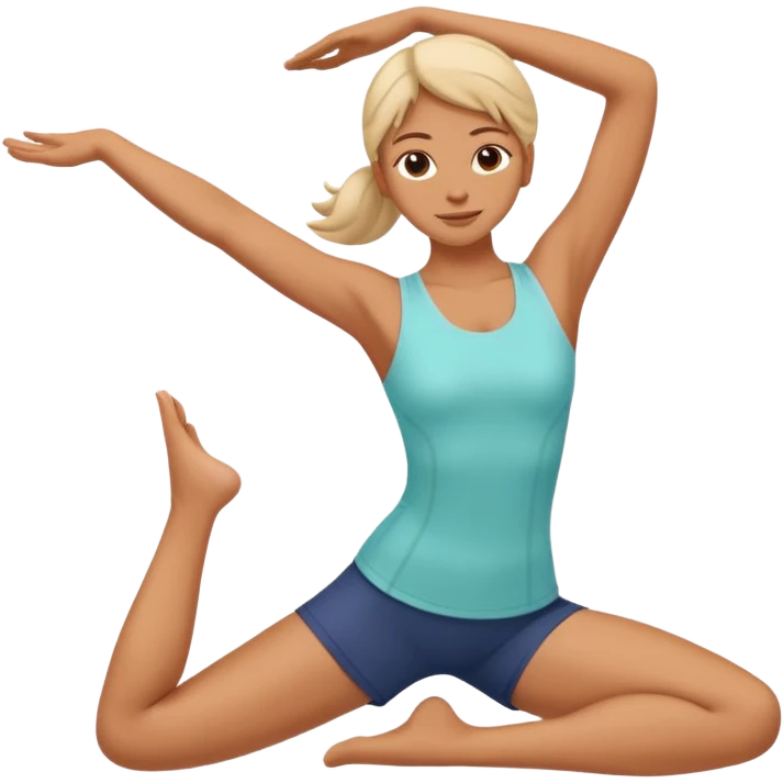 person stretching with graceful lines around emoji