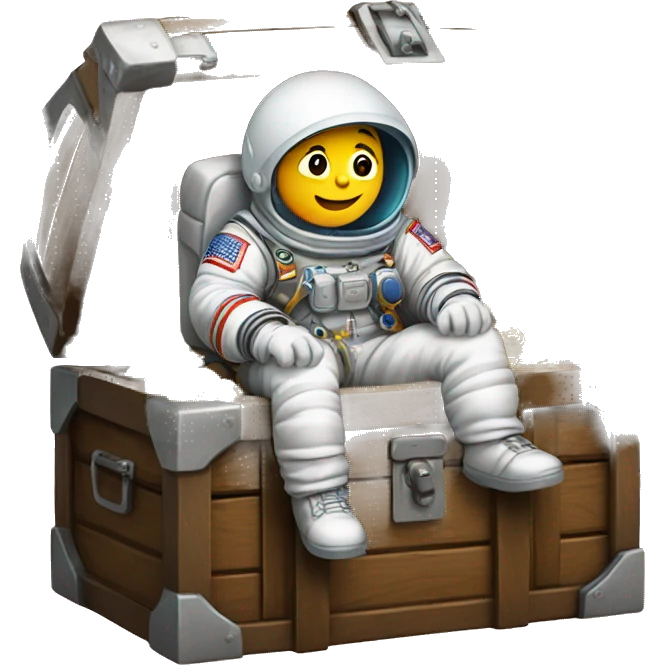 astronaut sitting on top of a treasure chest emoji