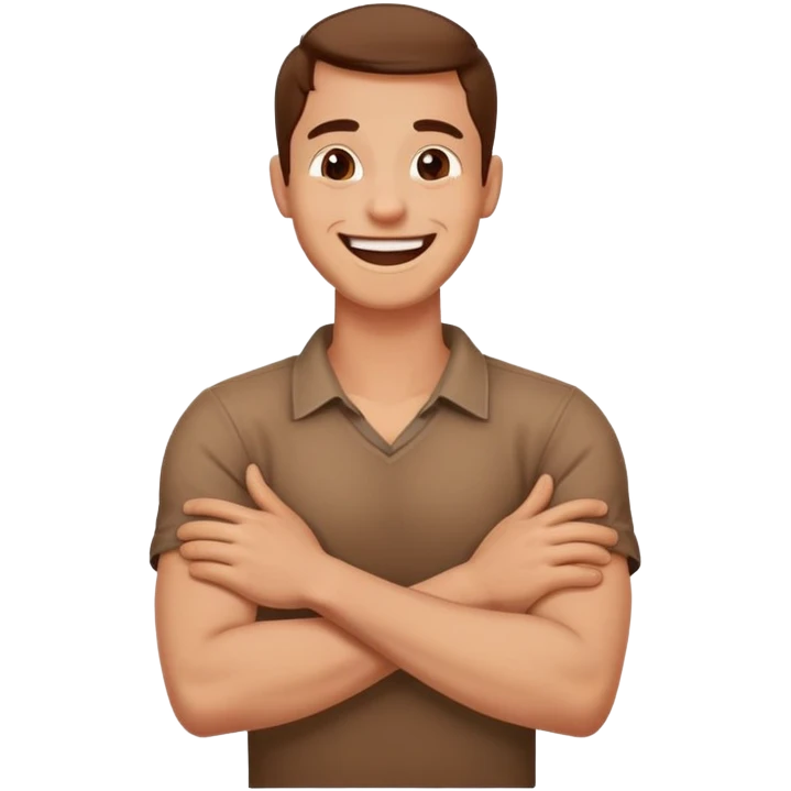 Arms crossed holding neck laughing guy emoji