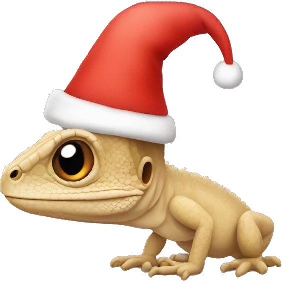 beige lizard wearing christmas hat emoji