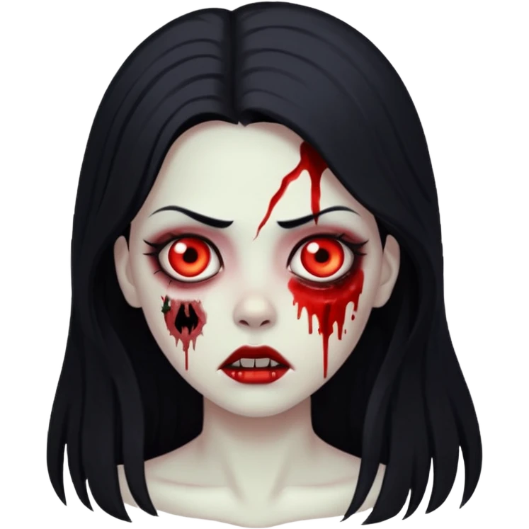 white girl like a zombie with black long hair emoji
