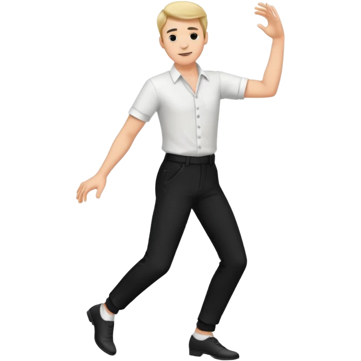 танцующий мужчина в полный рост в рубашке белой и черных брюках emoji