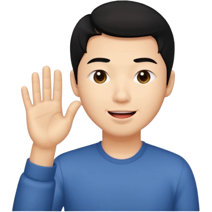 Asia guy black hair side part rubbing hand together and smirking with tongue out on the side emoji