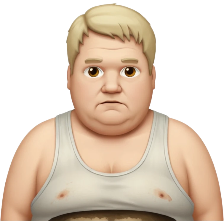 extremely obese middle aged white man in wifebeater with greasy hair and dirty appearance emoji