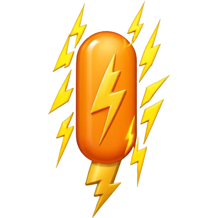 orange pill with lightning on it emoji