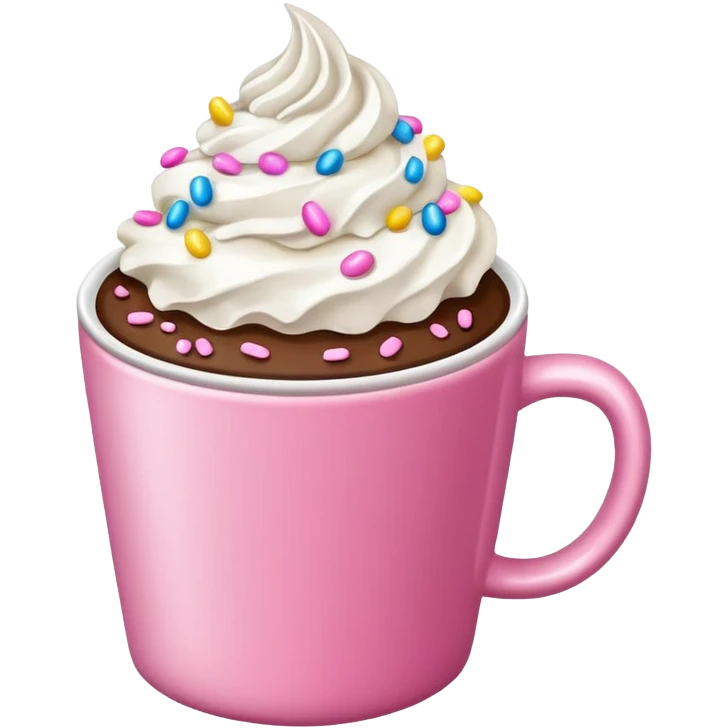 un café con nata en taza rosa y con sprinkles  emoji