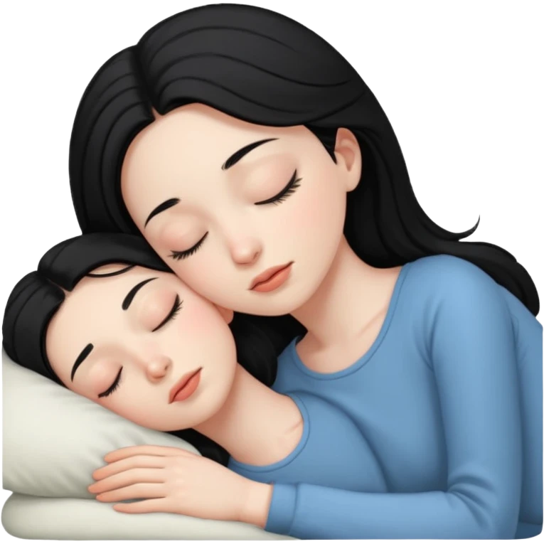 Sleeping black haired girl no baby emoji