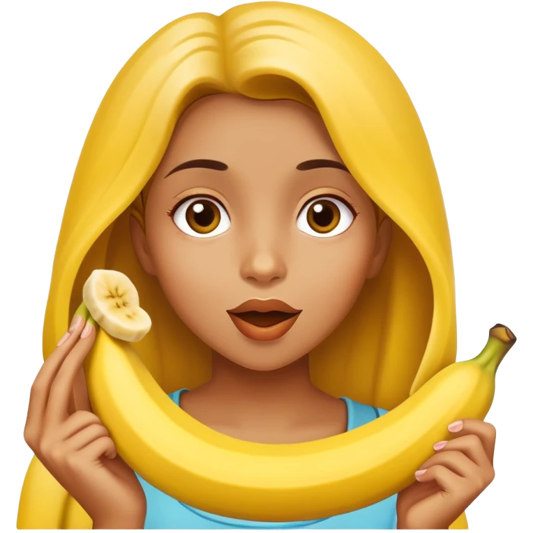 Girl eating banana emoji