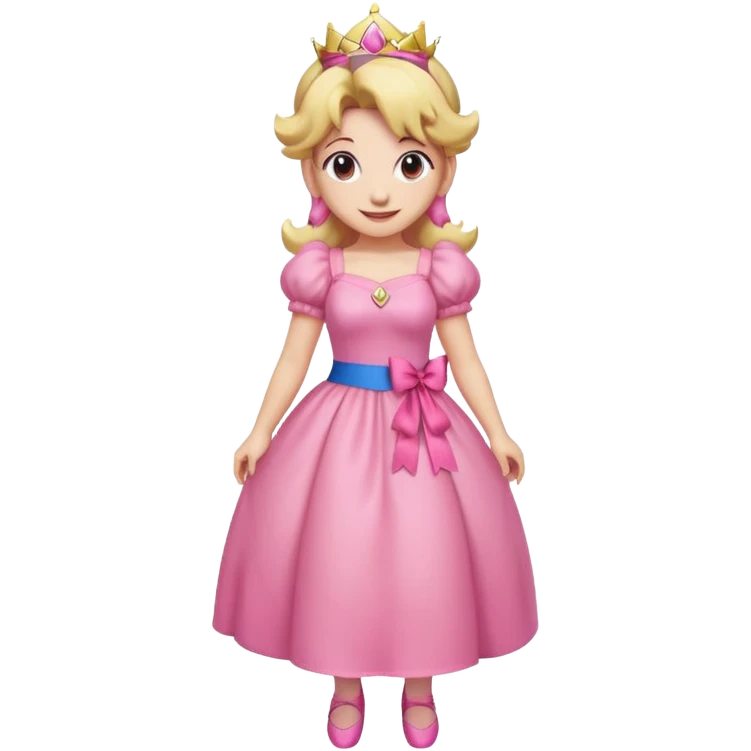 Princess peach full body with a pink ribbon on her hair emoji