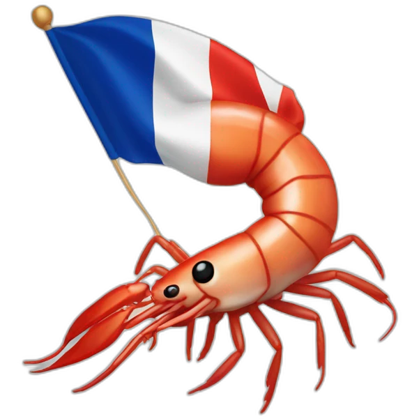shrimp colored with france flag emoji