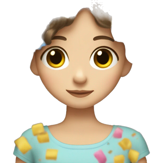 Sleeping little girl with long brown hair and confetti in her hair  emoji