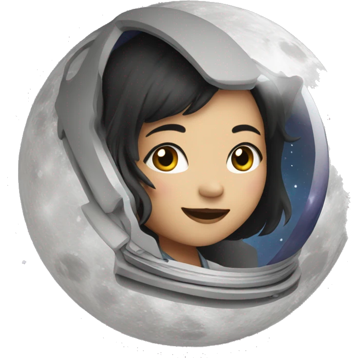 Asian girl on the moon emoji