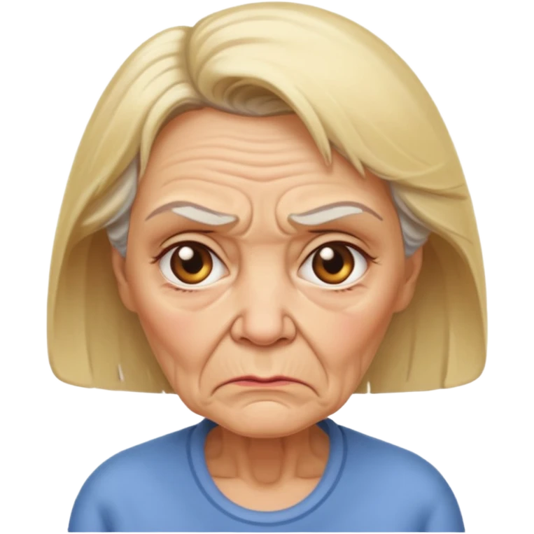 Blonde elderly grumpy woman emoji