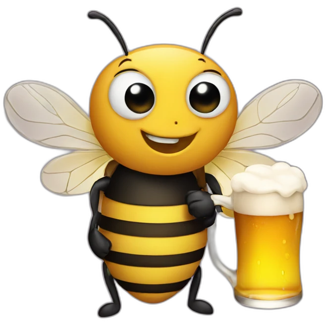 bee holding a beer emoji